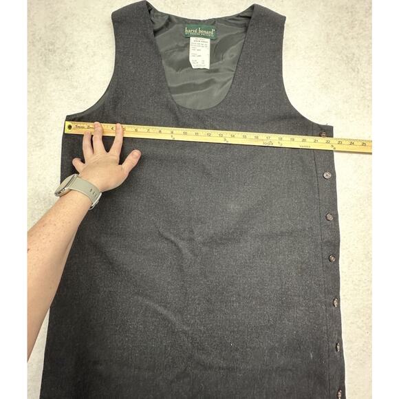 Vintage Wool Dress Harvé Bernard Womens 14 Side Button Black - Picture 4 of 6